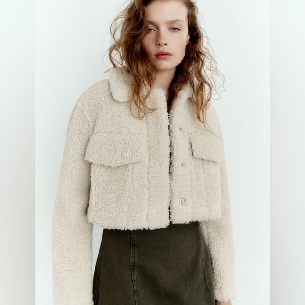 Zara Cream Teddy Sherpa Jacket